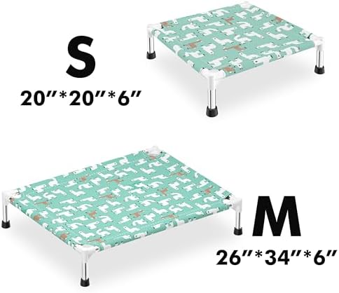 Cute Alpaca Print Elevated Dog Bed - Portable Cooling Pet Cot for Small Dog - Image 7