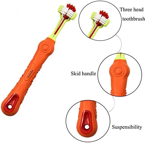 Orgrimmar 2 Pcs 3-Sided Pet Toothbrush Dog Cat Mouth Dental Teeth Care - Image 2