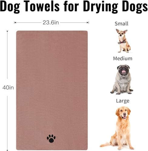 Puomue Microfiber Dog Towels for Drying Dogs, Super Absorbent and Soft Pet Towels for Dogs or Cats, 40''X23.6'', Pet-Friendly, Perfect for Pets of Different Fur Types. (Brown, 40''X23.6'' - 2pack) - Image 3