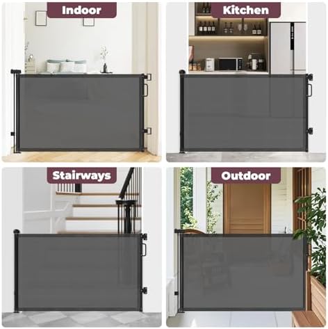Retractable Baby Gates 2 Pack, 55" Wide Mesh Dog Gate Indoor - Image 6