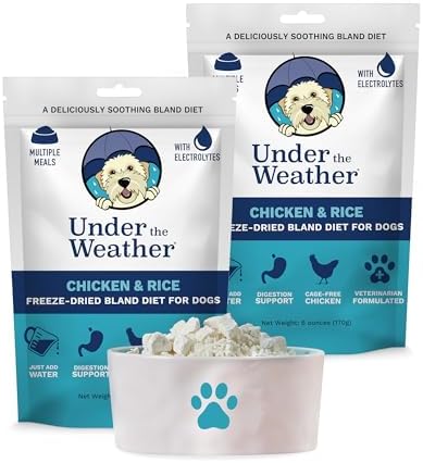 Under the Weather Bland Diet for Dogs | Easy to Digest for Sick Dogs | Always Be Ready | Contains Electrolytes - All Natural Freeze Dried 100% Human Grade Meats | 2 Pack - Chicken, Rice - 6oz by UndertheWeather
