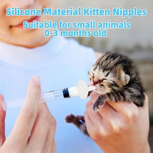Kitten Nipples for Feeding Puppy Bottle with Nipple and Syringe - Image 3