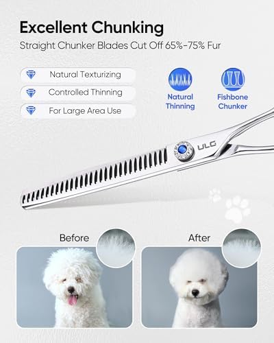 ULG 40-tooth Curved Thinning Scissors Dog Shears for Grooming, 7 Inch,Japanese 440C Stainless Steel - Image 3