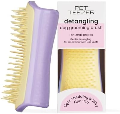 Pet Teezer Detangling Dog Brush for Light Shedding, Small, Lilac & Yellow by PetTeezer