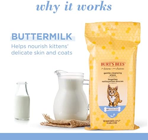 Burts Bees for Pets Kitten Grooming Wipes with Buttermilk, 50 Count, 6-Pack - Image 3