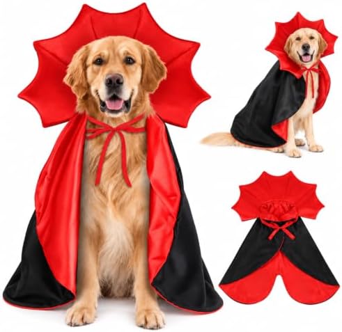 Halloween Dog Cat Costume Vampire Devil Cape for L or XL Adjustable Cloak by Vellibring