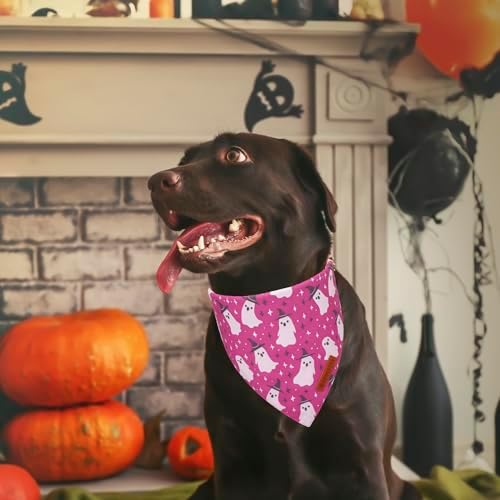 ADOGGYGO Dog Halloween Bandana, 2 Pack Pumpkin Ghost Dog Scarf, X-Large - Image 3