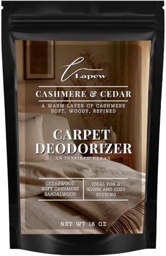 Lapew Cashmere Cedar Carpet Deodorizer Powder - Pet Safe Freshener for Vacuuming | Scented Odor Eliminator for Home | 16 oz by Lapew
