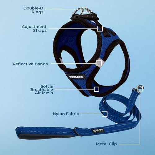 Best Pet Supplies Voyager Step-in Air All Weather Mesh Harness and Reflective Dog 5ft Leash Combo with Neoprene Handle, for Small, Medium and Large Breed Puppies - Royal Blue/Black Trim, Medium - Image 3
