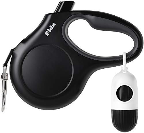 Fida Retractable Dog Leash with Dispenser and Poop Bags, 10 ft, Black by Fida