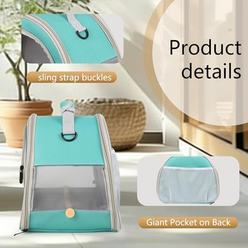 Bird Carrier, Portable Small Bird Parrot Parakeet Carrier with Standing Perch and Stainless Steel Tray, Side Access Window Collapsible (Green, Horizontal Perch) - Image 3