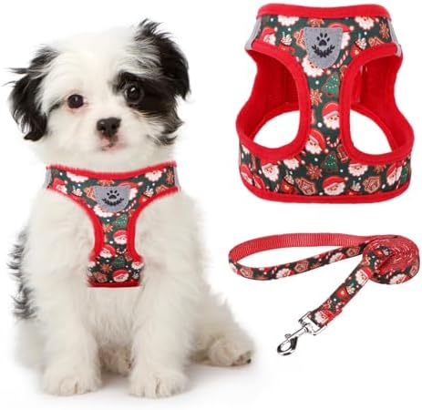KOOLTAIL Christmas Dog Harness for Small Medium Dogs,Dog Harness and Leash Set, Step in No Pull Soft Mesh Padded Adjustable and Reflective Pet Vest Harness Puppy, Extra Harness for XS S Dogs, M by KOOLTAIL