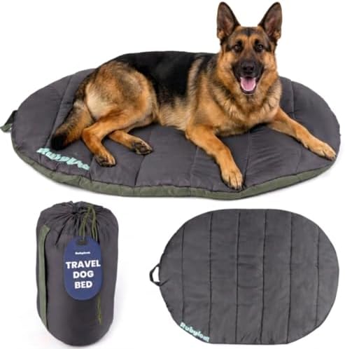 Travel Dog Bed, 48x36in, Foldable & Packable with Carry Bag, Black by Rubyloo
