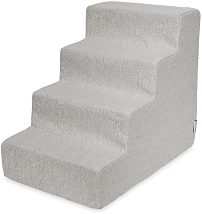 Best Pet Supplies Dog Stairs & Steps - Foam Steps for Small Dogs & Cats, Non-Slip Indoor Balanced Pet Step Support, Dog Ramp, No Assembly, Sand, 4-Step (18-inch Height) by BestPetSuppliesLLC