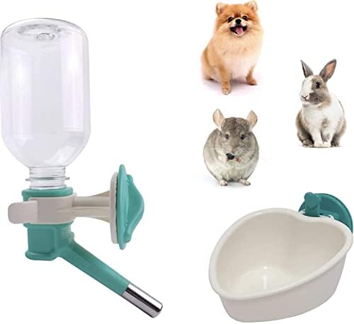Choco Nose Patented No-Drip Dog Water Bottle/Feeder Leak-Proof Nozzle (C528 Aqua Dish Set, Rabbits-Chinchillas-Toy Dogs-10.2 fl.oz) by ChocoNosePetSupplyWeLovePetsLikeYouDo