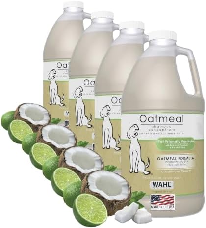 Wahl USA Dry Skin & Itch Relief Pet Shampoo for Dogs – Oatmeal Formula with Coconut Lime Verbena Scent - 64 Oz - Model 821004-050 (Pack of 4) by Wahl