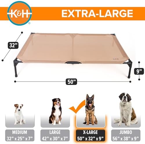 K&H Outdoor Elevated Dog Bed for Large & Extra-Large Pets, Tan, XL 50x32in - Image 4