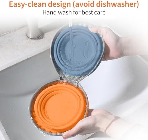 Collapsible Dog Bowls, 2-in-1 Pet Travel Bowls Blue Orange - Image 2