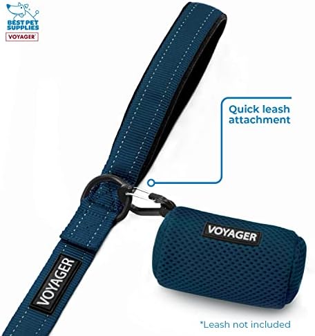 Best Pet Supplies Dog Poop Bag Holder Leash Attachment with Reusable Dispenser for Travel, Walking, Park, and Outdoor Use, Durable with Clip-On - Prussian Blue, Pack of 2, Mesh Dispenser w/30 Bags - Image 3