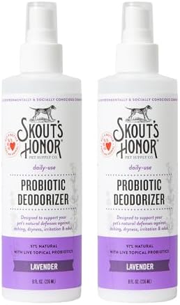 SKOUT'S HONOR Probiotic Dog Deodorizing Spray - Lavender, 8 oz, 2-Pack by SKOUTSHONOR
