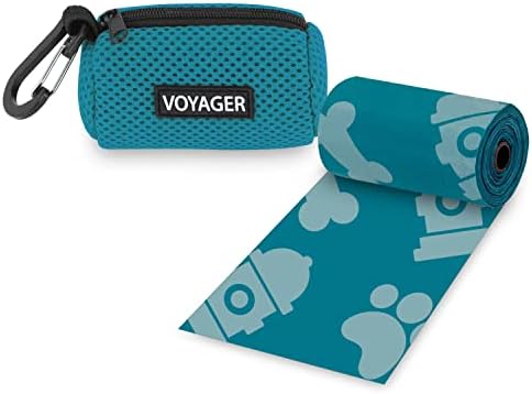 Best Pet Supplies Dog Poop Bag Holder Leash Attachment with Reusable Dispenser for Travel, Walking, Park, and Outdoor Use, Durable with Clip-On - Turquoise, Mesh Dispenser w/15 Bags by BestPetSuppliesLLC