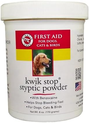 Miracle Care Kwik Stop Styptic Powder for Dogs, Cats, and Birds, 6 Ounce by MiracleCare