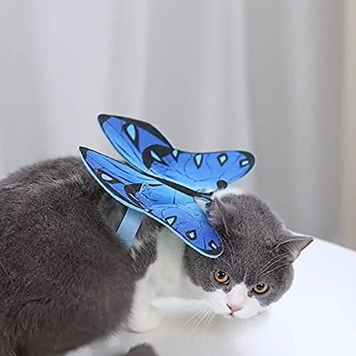 Cat Dog Butterfly Costume Wings for Halloween Party Decoration, Halloween Dog Cat Costume, Puppy Cat Dress Up Accessories (Blue) - Image 3