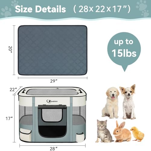Siedihit 28" Dog Playpen,Cat Puppy Pen, Pet Portable Crate Indoor Outdoor - Image 7