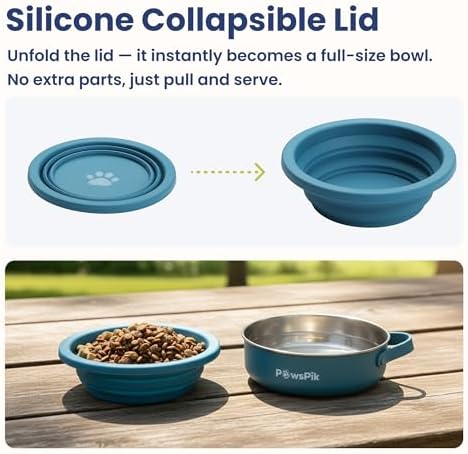 PawsPik 2-in-1 Travel Dog & Cat Bowl – Collapsible BPA-Free Silicone - Image 3