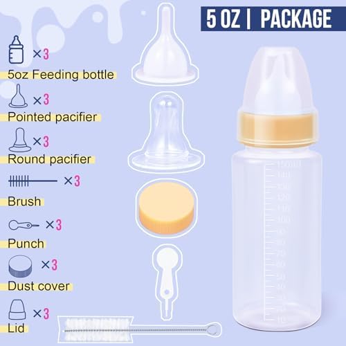 ASEVAT 5 oz 3PackPet Feeding Bottle, Anti-Choking Puppy Feeder Design,with 3pcs Replaceable and Reusable Silicone Nipples for Feeding Puppies, Kittens, Small Animals - Image 2