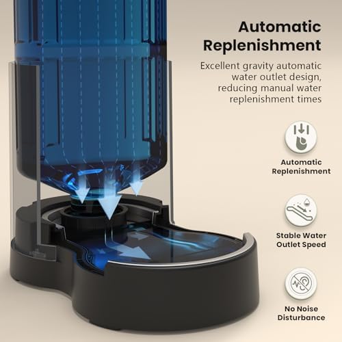 CZPET Automatic 4L/135Oz/1Gal Cat Water Dispenser with Stainless Steel Bowl, Gravity Waterer for Small Medium Dog Puppy Kitten (Black) - Image 6