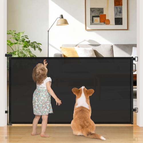 42" Extra Tall Retractable Baby Gates, 76" Wide Dog Gate for Stairs by Cideny