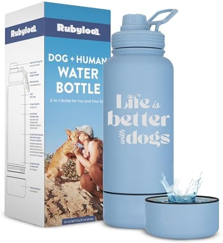 Rubyloo Dog Mom Essentials Bundle - Puffer Tote with Storage Containers (Pink) and 32 oz Water Bottle with Detachable Bowl (Life is Better with Dogs) - Travel Bag and Hydration Set - Image 5