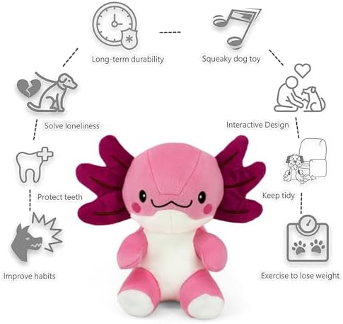 Blnboimrun Squeaky Dog Toys for Aggressive Chewers, Interactive Puppy Toys with Squeaker & Crinkle Paper, Double Layer Durable Plush Axolotl for Small Medium Large Dogs Indoor Outdoor Play - Image 3