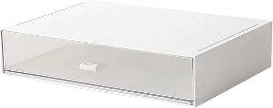 Desk Organizer with Drawers Stackable Storage Drawers, Plastic Compact Desk Storage Box Great for Office School Home Small Space- 1drawers (White) by kulusion
