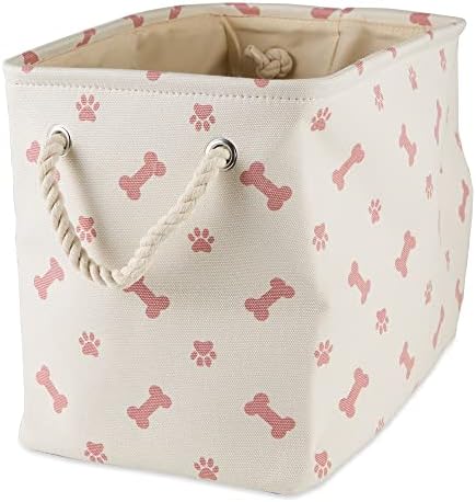Bone Dry Pet Storage Collection Paw and Bone Print, Small Rectangle, 14x8x9", Rose by BoneDry