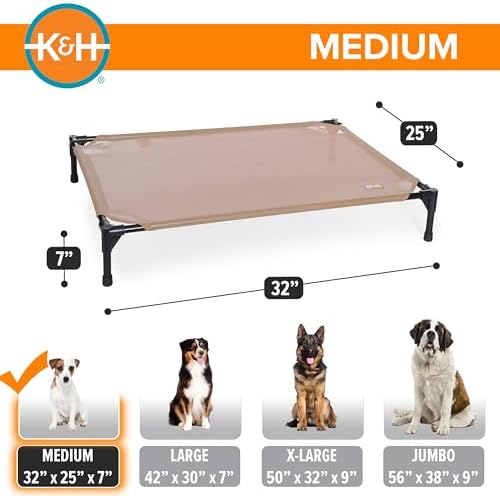 K&H Outdoor Elevated Dog Bed for Small & Medium Pets, Tan, Medium 32x25in - Image 2