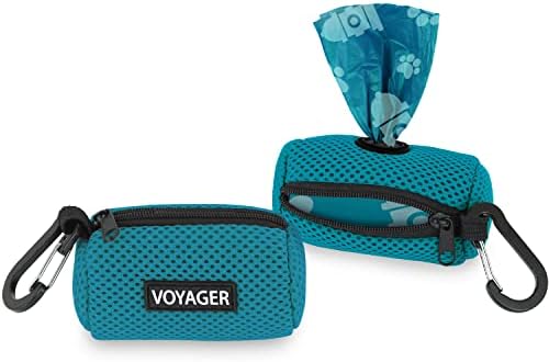 Best Pet Supplies Dog Poop Bag Holder Leash Attachment with Reusable Dispenser for Travel, Walking, Park, and Outdoor Use, Durable with Clip-On - Turquoise, Pack of 2, Mesh Dispenser w/30 Bags by BestPetSuppliesLLC