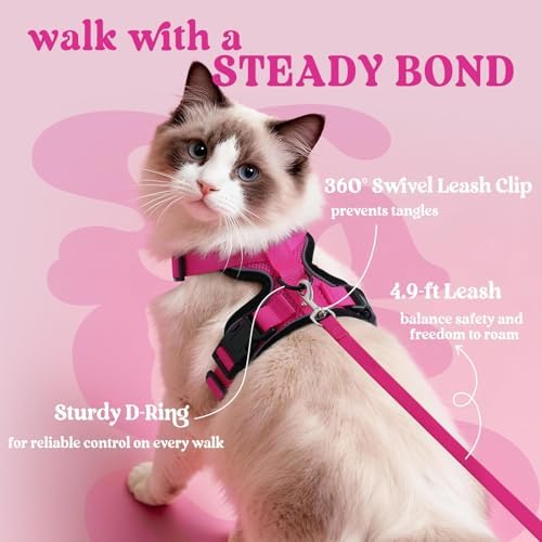 rabbitgoo Cat Harness and Leash Set, Escape Proof Vest, Rose Red - Image 5