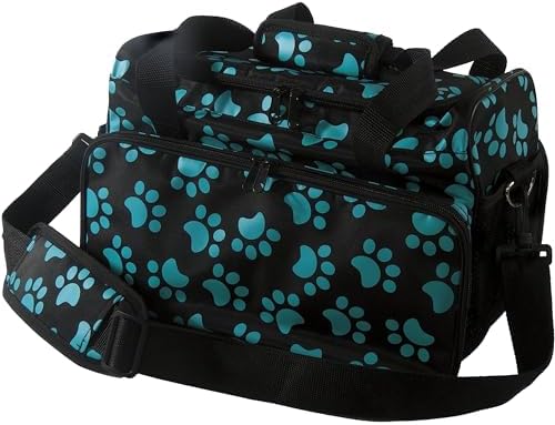 WAHL Professional Animal Travel Tote Bag with Zipper - Travel Bag - Storage Pack for Grooming Supplies - for Dog, Cat & Pet Groomers - 28.8 Inches, Turquoise Paw Print Design (#97764-300) by WahlProfessionalAnimal