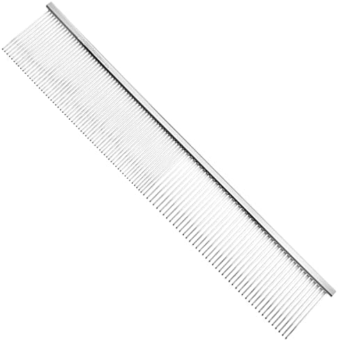 Chris Christensen 504 8.5 in. Fine/Coarse Greyhound-Style Butter Comb, Groom Like a Professional, Rounded Corners Prevent Friction and Breakage, Solid Brass Spin with Steel Teeth, Chrome Finish. by ChrisChristensen