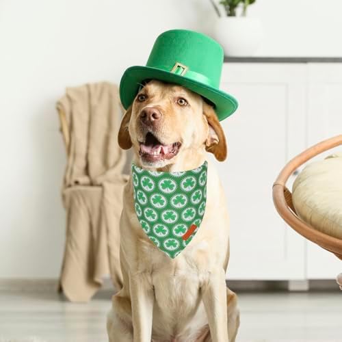 PTDECOR St.Patrick's Day Dog Bandana, Green Irish Shamrock Dog Scarf, Large - Image 3