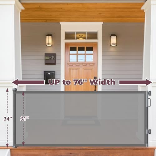 76" Retractable Baby Gates Extra Wide, Mesh Long Dog Gate for Deck - Image 2