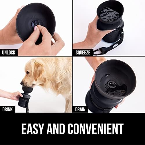 Gorilla Grip Stainless Steel Dog Bowl Set of 2 and Portable Water Bottle, 2 Cup Heavy Duty Stainless Steel Bowls Hunter Green, 12 oz Food Grade Silicone Bottle with Bowl Cap Black, 2 Item Bundle - Image 6