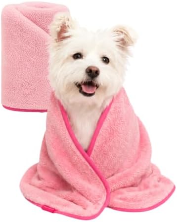 PETHROOM Pink Ultra Absorbent Pet Towel for Dog & Cat (Medium) 15.7"x31.5" by PETHROOM