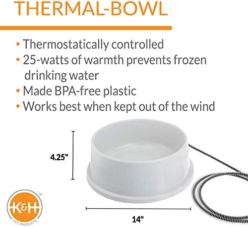 K&H Heated Water Bowl, Thermal-Bowl for Cats & Dogs, Safety Listed, 25W - Image 2