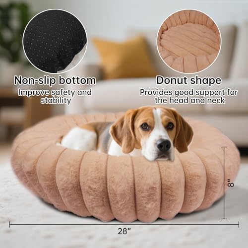 Donut Small Medium Dog Bed Washable Kitty & Puppy Bed,28ins Brown - Image 2