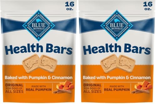 Blue Buffalo Health Bars Crunchy Dog Biscuits, Oven-Baked with Natural Ingredients, Pumpkin & Cinnamon, 16-oz Bag (Pack of 2) by BlueBuffaloCompanyLtd