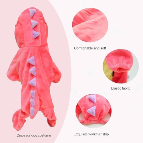 Hotumn Dinosaur Dog Halloween Costume Pet Dino Hoodie for Large Dogs (XXX-Large, Pink) - Image 3