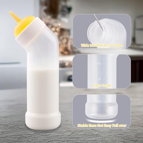Pet Nursing Bottle for Newborn Animals,Kitten Bottle Feeding Kit Silicone Nipple for Kittens Puppys Rabbits Squirrel (Yellow, Medium) - Image 6